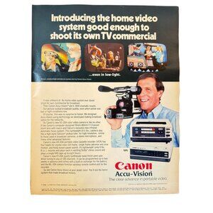Vintage 1984 Canon Accu-Vision Portable Video Camera Advertisement Print Ad